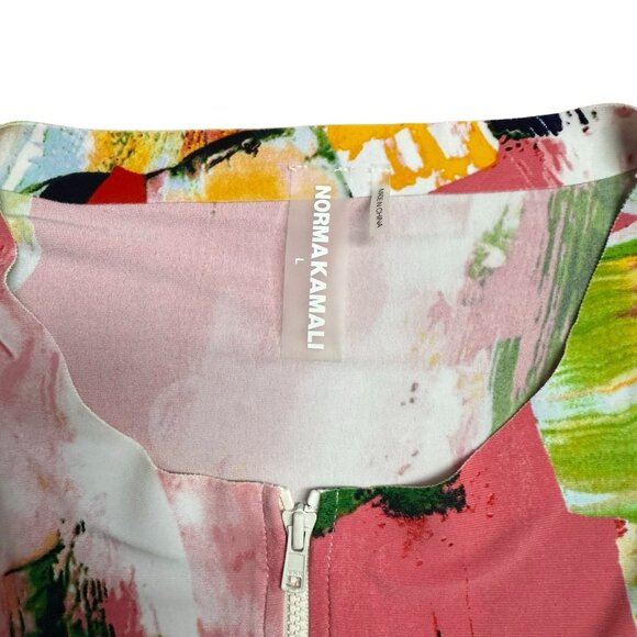 NORMA KAMALI RASHGUARD BODYSUIT WATERMELON SPLASH SIZE L ARTSY COLORFUL ZIP - Picture 4 of 8